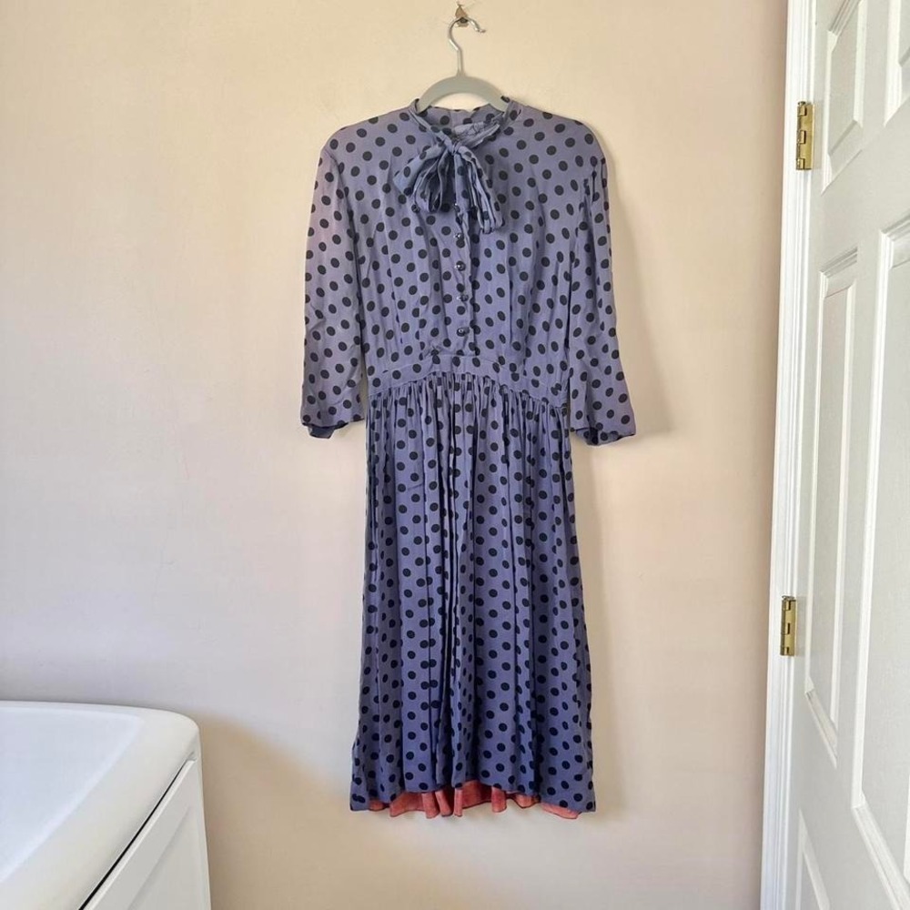 1940s Blue‎ Polka Dot Dress AS IS - small